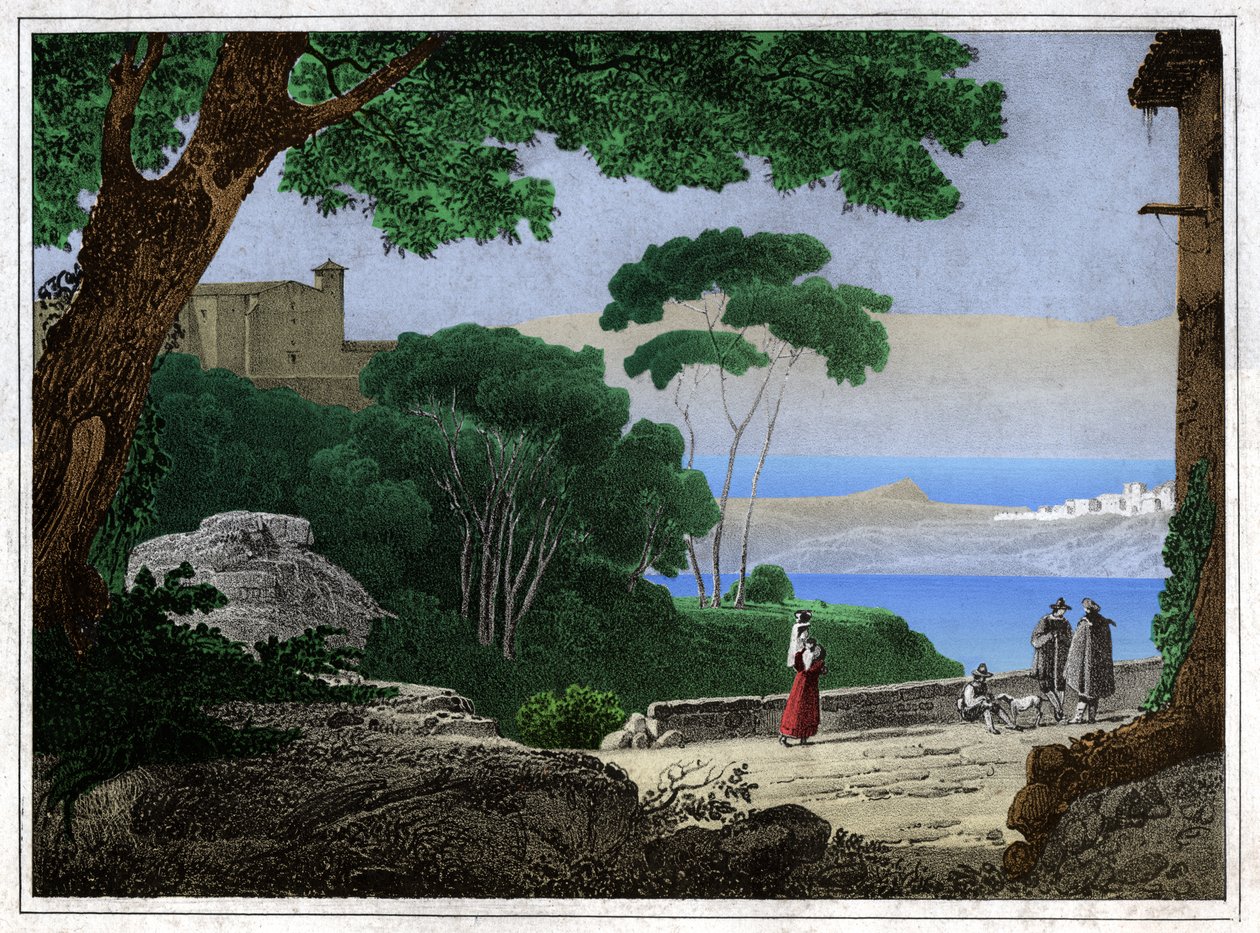 Lake Albano. (engraving, ca. 1820) 作者 阿喀琉斯埃特纳火山