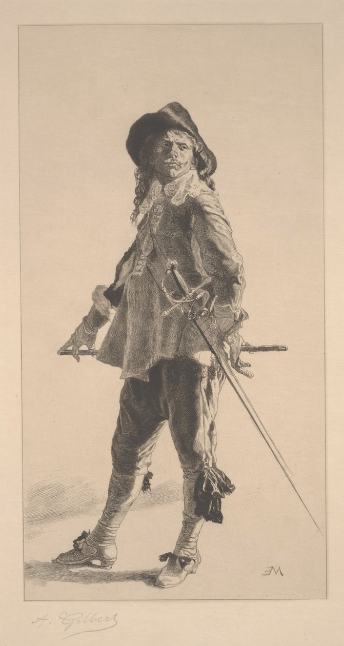 决斗者，让·路易·欧内斯特·梅森尼尔（Jean？Louis？Ernest Meissonier）印刷 作者 阿基里·伊西多尔·吉尔伯特