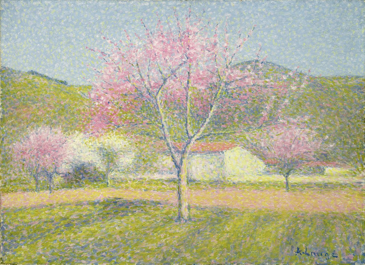 春天的果园，盛开的苹果树，c.1920-29（棉布油画） 作者 阿喀琉斯碱液