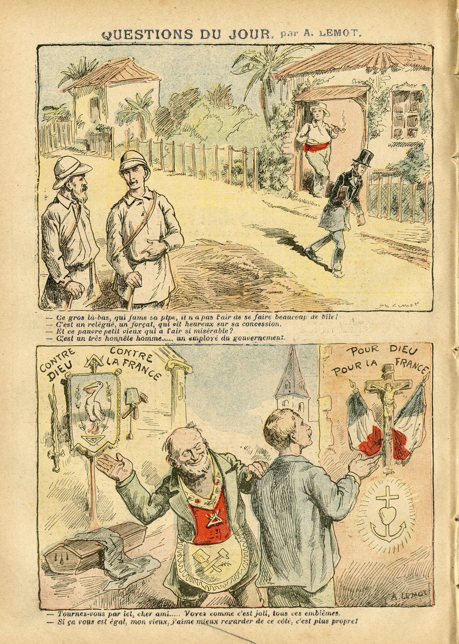 2007年10月6日《Le Pelerin》中的Achille Lemot（1846-1909）插图 - 今日问题 - 殖民化 殖民主义 殖民主义，反执事主义 自由主义，宗教信仰，无神论，爱国主义，流亡，天主教天主教 - 定居者，探险家，Forcats，bagnards 作者 阿基里·莱莫特（Achille Lemot）