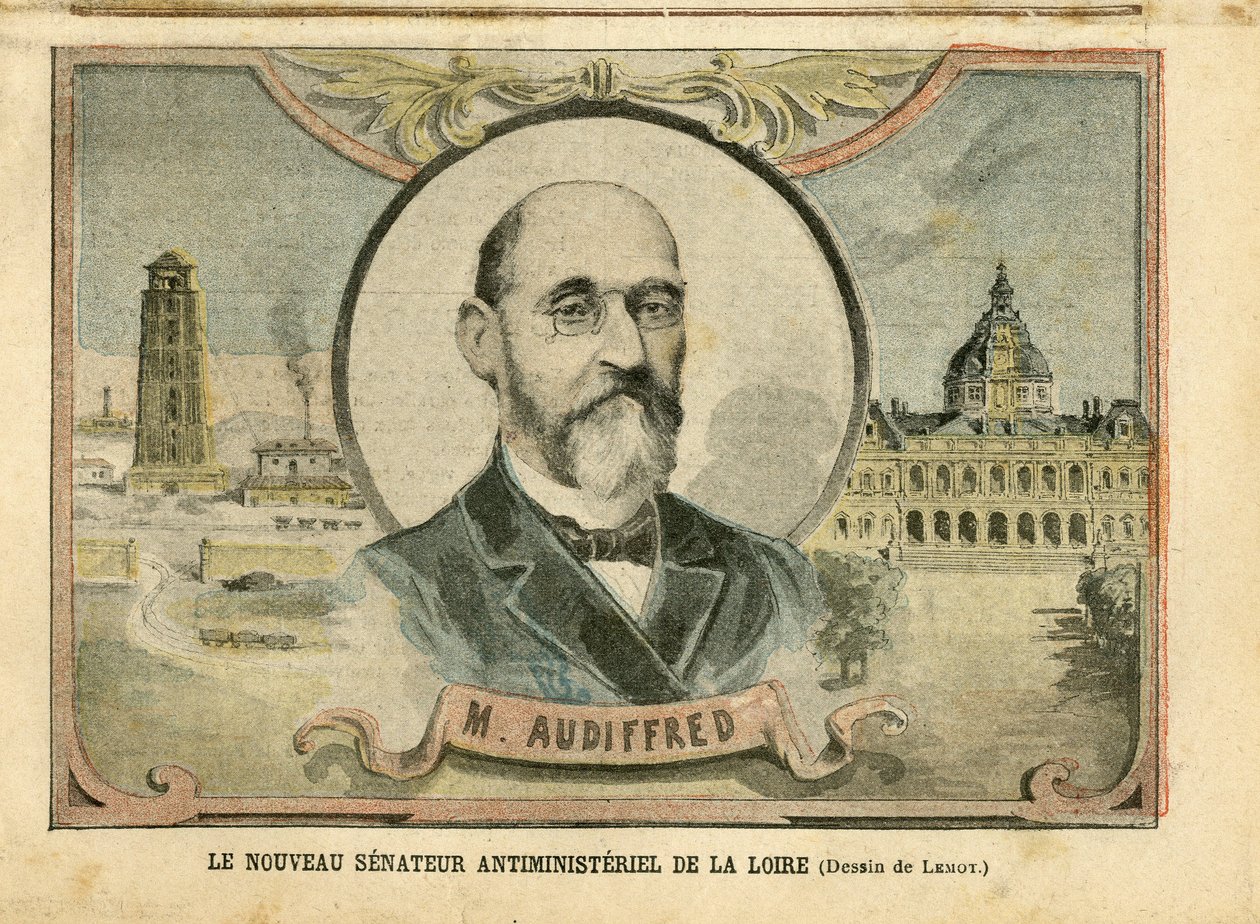 2004年11月6日《Le Pelerin》中关于Achille Lemot（1846-1909）的插图 - 卢瓦尔河新的反部长参议员 - Senat, Loire - 参议员，Audiffred Honore（1840-1917）。 作者 阿基里·莱莫特（Achille Lemot）