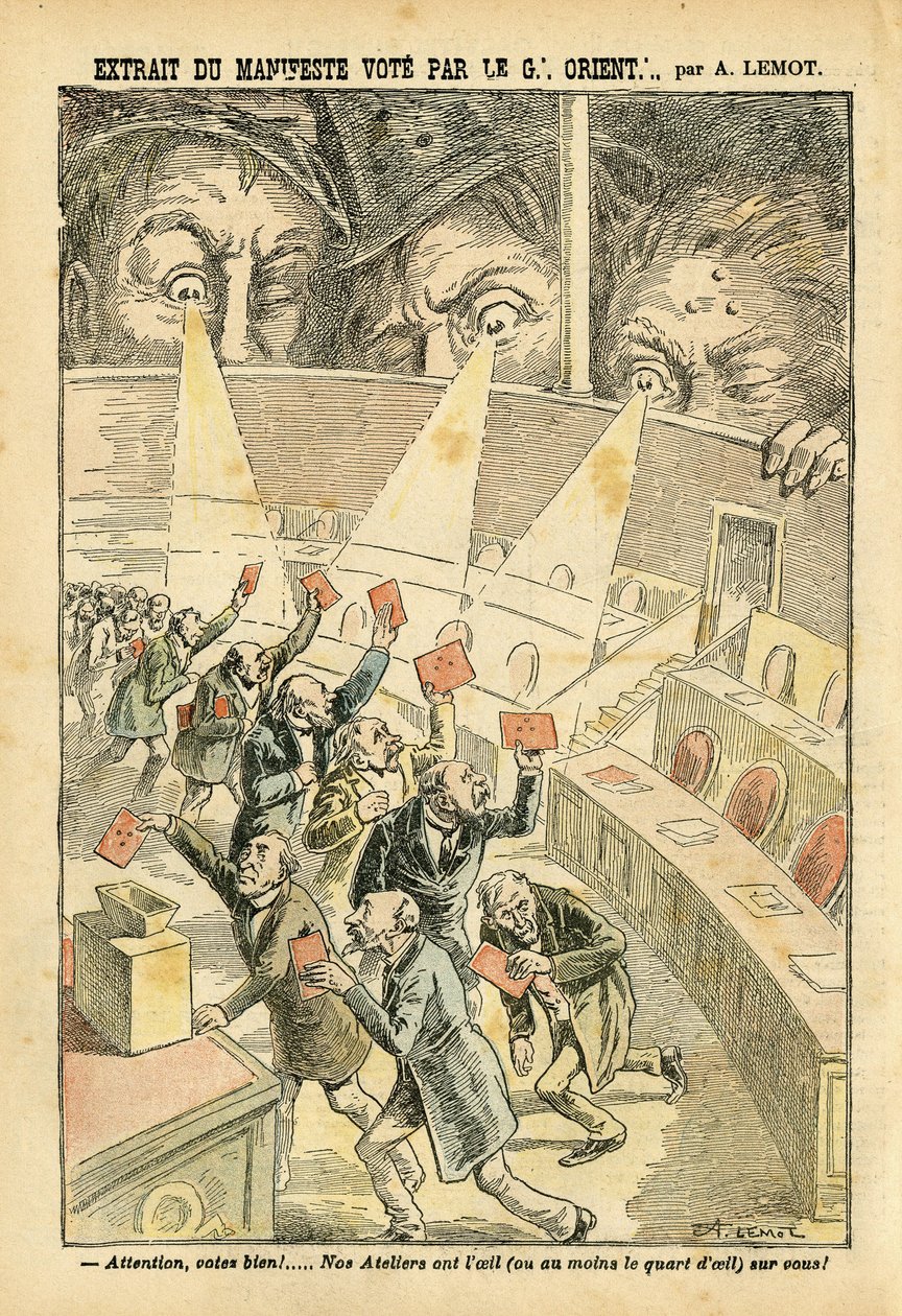 2004年11月20日《Le Pelerin》中的Achille Lemot（1846-1909）的插图--《大东方》投票宣言的摘录--《法国大东方》的反执事主义自由化--骨灰盒 作者 阿基里·莱莫特（Achille Lemot）