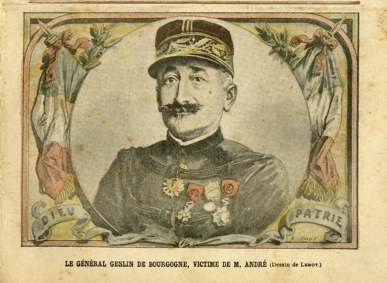 Achille Lemot (1846-1909)在Le Pelerin的插图，27/03/04 - 勃艮第的Geslin将军，Andre先生的受害者 - Armee，卡片的案例 - Andre Louis，General Generaux，Jules Henri Geslin of Burgundy (1812-1897) 作者 阿基里·莱莫特（Achille Lemot）
