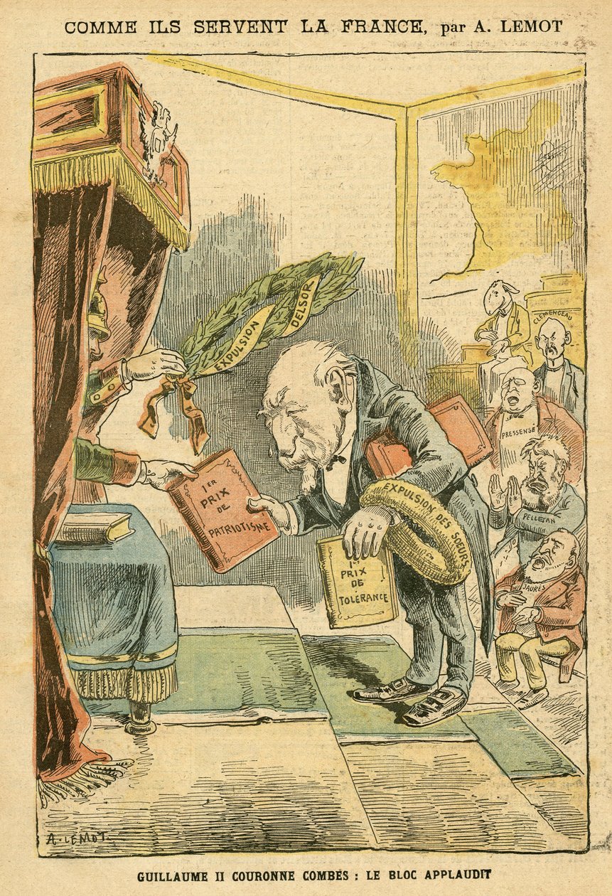 Le Pelerin杂志上的Achille Lemot（1846-1909）插图，31/01/04 - 他们如何为法国服务 - 德国普鲁士，宗教信仰，左翼集团，爱国主义，天主教天主教 - 驱逐宗教人士 - Combes Emile（1835-1921），威廉二世，Delsor Nicolas（18 作者 阿基里·莱莫特（Achille Lemot）