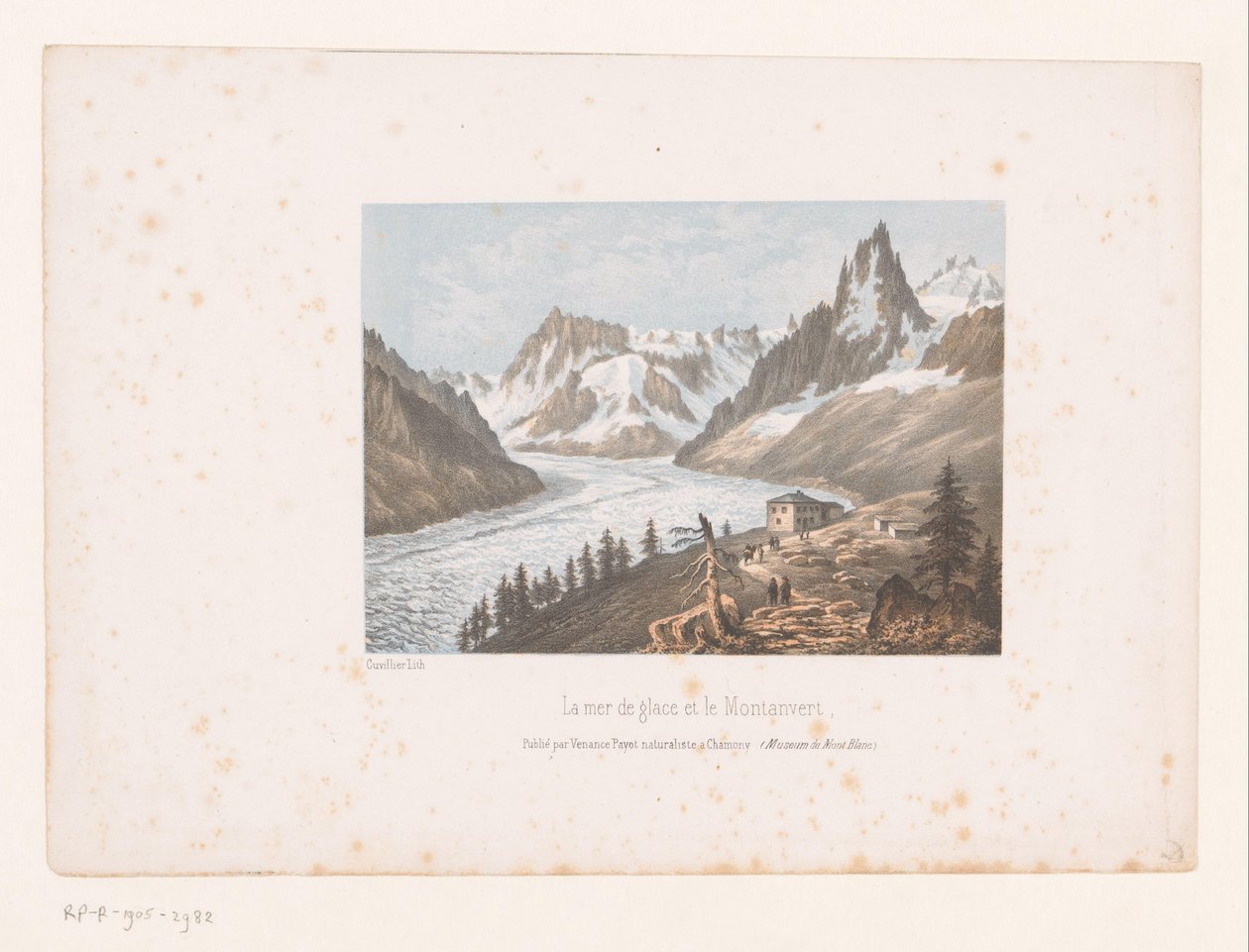 霞慕尼山谷中的冰川和蒙丹韦特冰川景观
La mer de glace et le Montanvert（作品标题）
勃朗峰和霞慕尼景观（系列标题）
勃朗峰博物馆（文物上的系列名称） 作者 广告。居维利埃