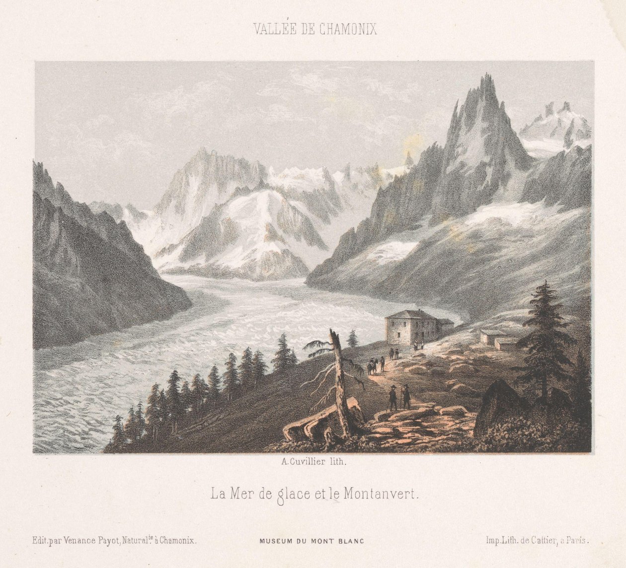 Mer-de-Glace 冰川上的 Le Chapeau 景观 Le Chapeau（物体上的标题） 夏蒙尼勃朗峰的记忆（系列标题） 勃朗峰博物馆（物品上的系列标题） 作者 广告。居维利埃