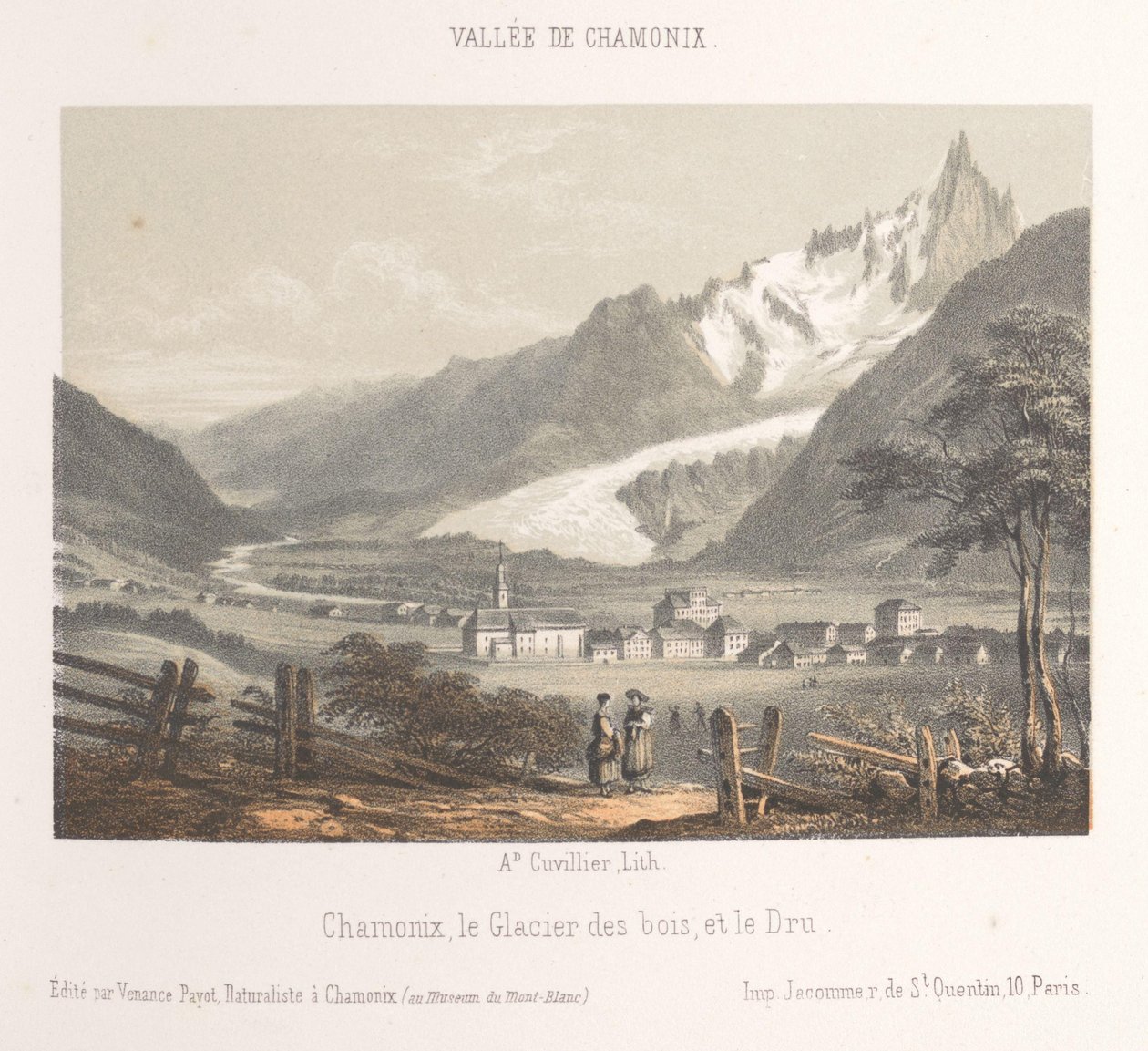 Zicht op de Aiguille de Bionnassay met gletsjer
比翁纳赛山口和冰川（物体上的标题）
勃朗峰霞慕尼（系列标题）
布朗山博物馆（文物上的系列名称） 作者 广告。居维利埃