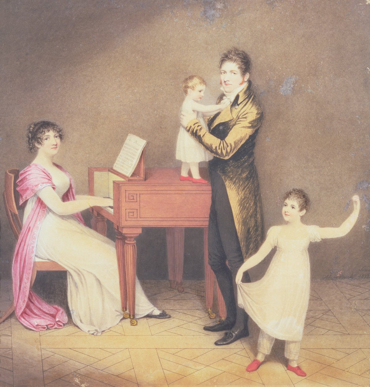 查尔斯莫兰和他的妻子简·博丹与简和威廉，1812年 作者 亚当·巴克