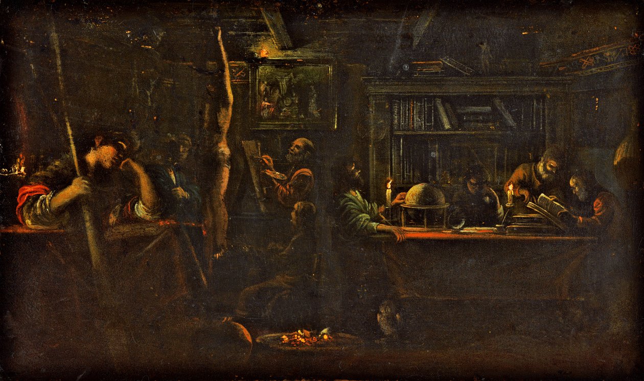 密涅瓦作为艺术与科学的女主人，1600-05（铜上油） 作者 亚当·埃尔斯海默