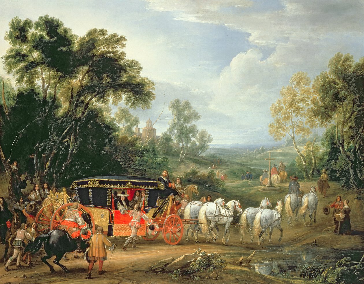 路易十四（1638-1715）在他的州教练 作者 亚当·弗兰斯·范·德·穆伦