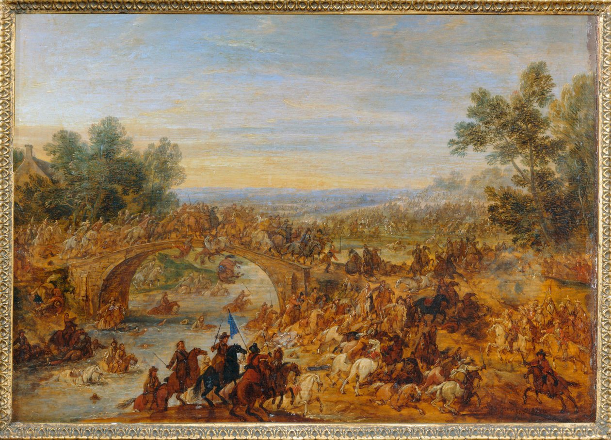 骑兵过桥时的战斗... 作者 亚当·弗兰斯·范德（Adam Frans van der）穆伦（圆）
