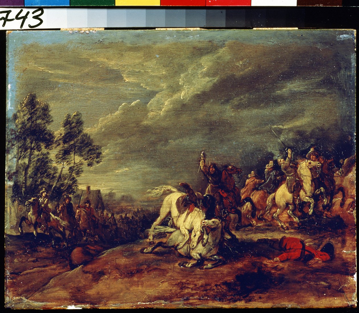 巴蒂尔一场战斗Adam Frans van der Meulen（1632-1690 年）的画作。木板油画。佛兰德艺术，巴洛克风格。莫斯科普希金美术博物馆。 作者 亚当·弗兰斯·范·德·穆伦
