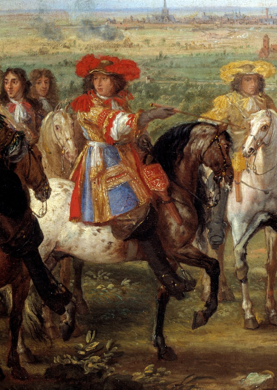 1667 年 8 月，国王路易十四在里尔的位子前五世的女修道院长 代表国王的细节。 绘画由 Adam Van der Meulen (1632-1690) (ec.flam.) 1667 Sun. 0,52x0,8 m 作者 亚当·弗兰斯·范·德·穆伦
