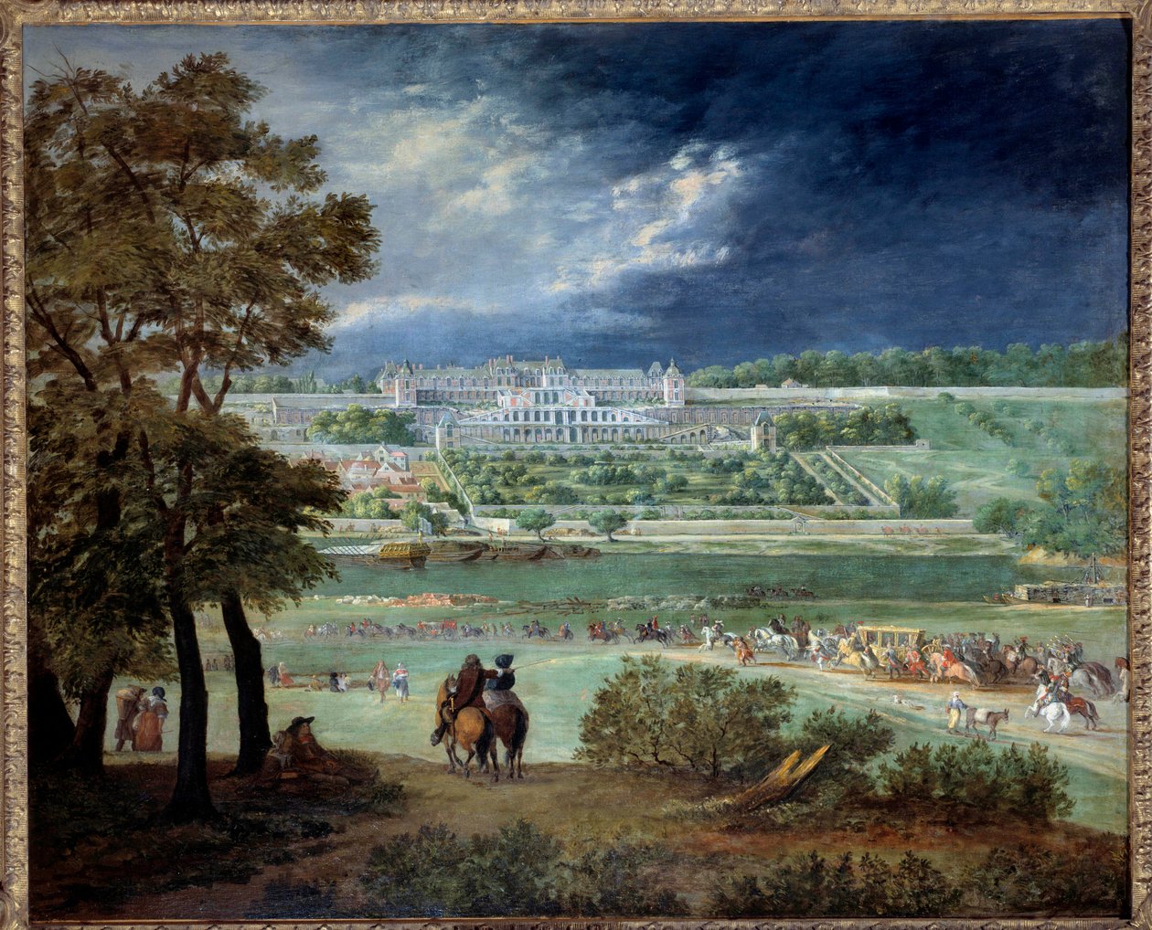 Le Chateau Neuf de Saint-Germain (Saint Germain en Laye) 和花园，在梯田重建期间 Adam Van der Meulen (1632-1690) 1664-1665 年作画。 1.1x1.3 米巴黎，卡纳瓦莱博物馆 作者 亚当·弗兰斯·范·德·穆伦