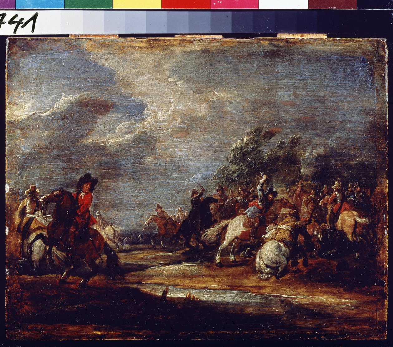 一场战斗一场战斗Adam Frans van der Meulen（1632-1690 年）约 1660 年的作品，木板油画。佛兰德艺术，巴洛克风格。莫斯科普希金美术博物馆 作者 亚当·弗兰斯·范·德·穆伦