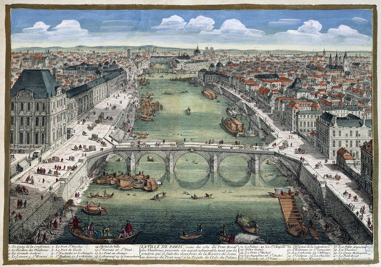 Le pont Royal des Tuileries - in "Paris" by Perelle 作者 亚当·佩雷尔