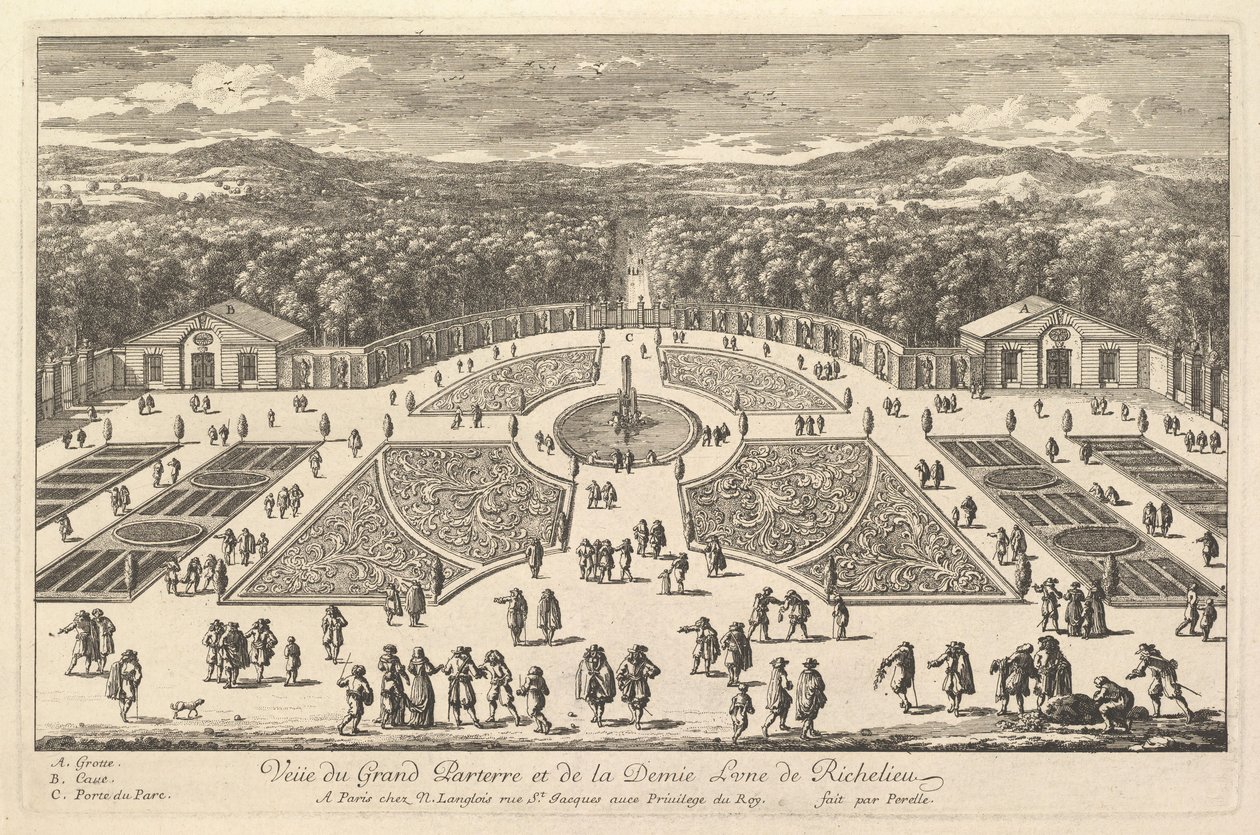 Veüedu Grand Parterre and Half Moon by Richelieu，十七世纪。 作者 亚当·佩雷尔