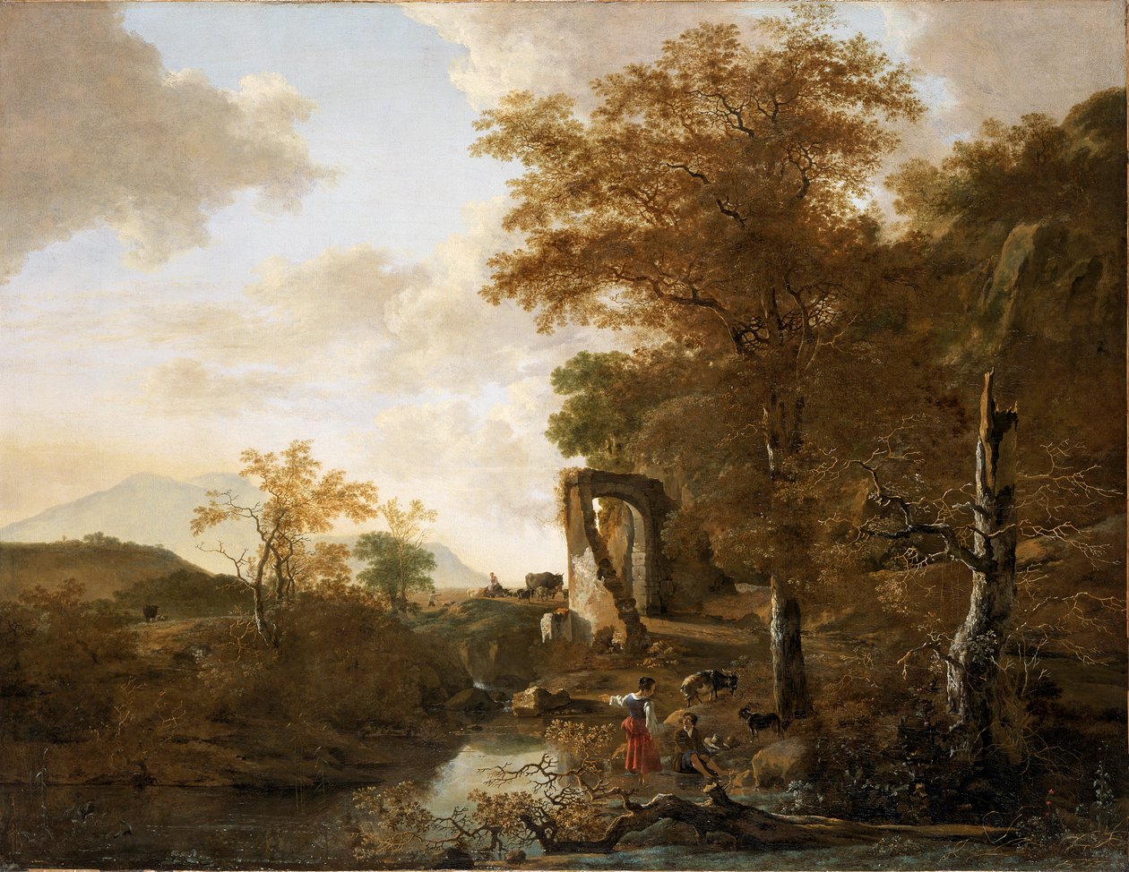 有拱门的风景》，约1654年 作者 亚当·皮纳克（Adam Pynacker）