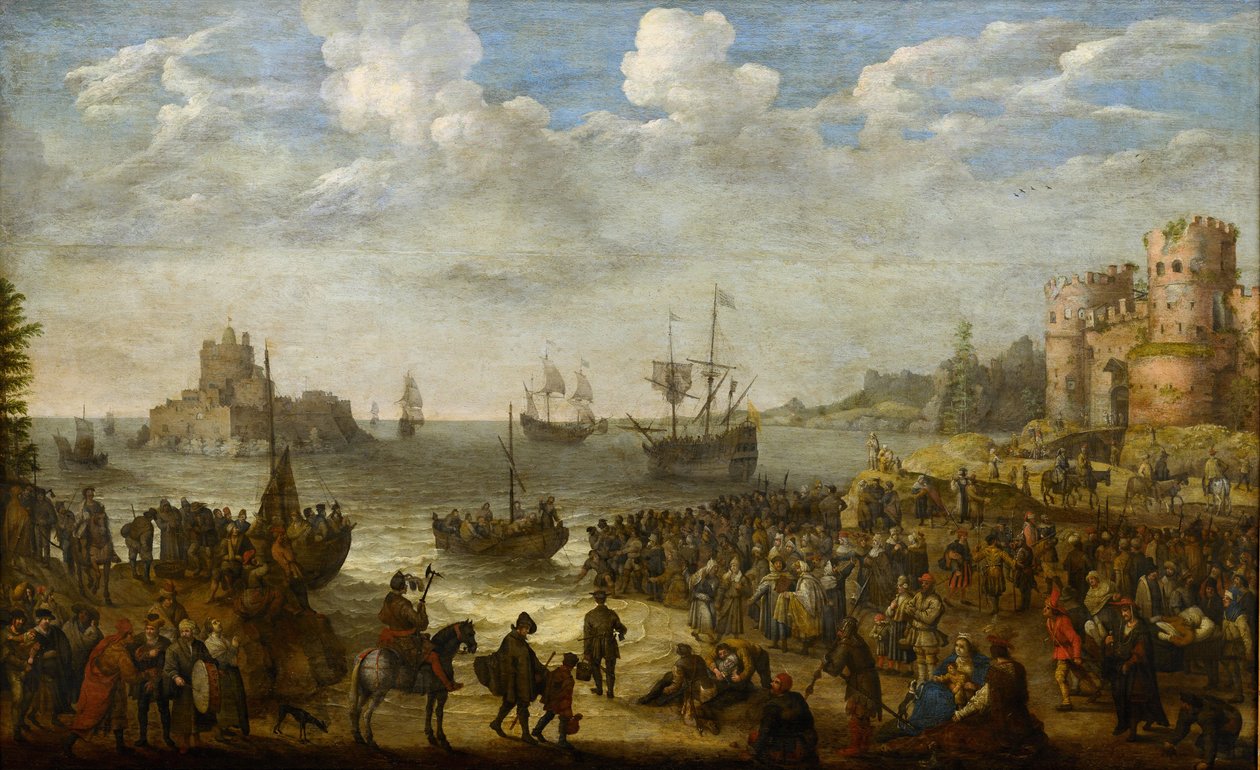 基督在加利利海 (Lac de Tiberiade) 的船上布道 - 亚当威拉尔茨 (1577-1664)。 布面油画 作者 亚当·威拉特斯
