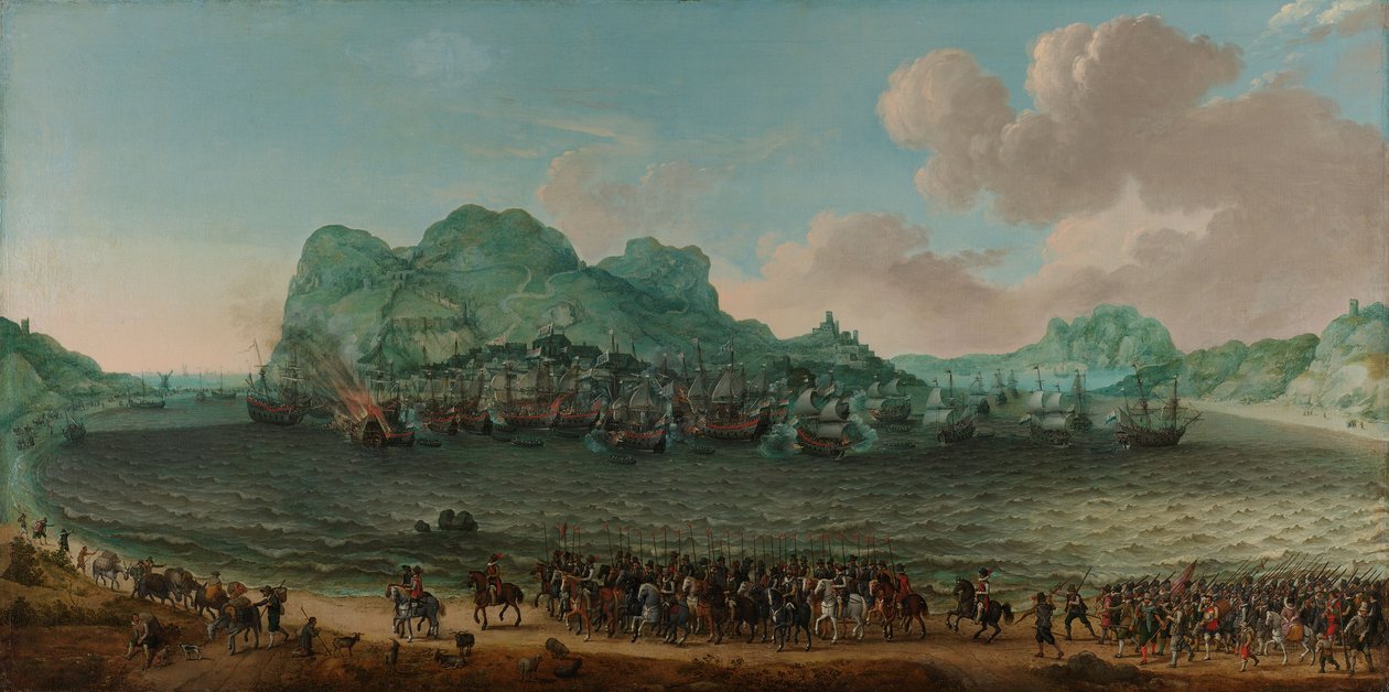 1607 年 4 月 25 日，海军上将雅各布·范·海姆斯凯克 (Jacob van Heemskerck) 指挥的舰队在直布罗陀附近战胜了西班牙人 作者 亚当·威拉特斯