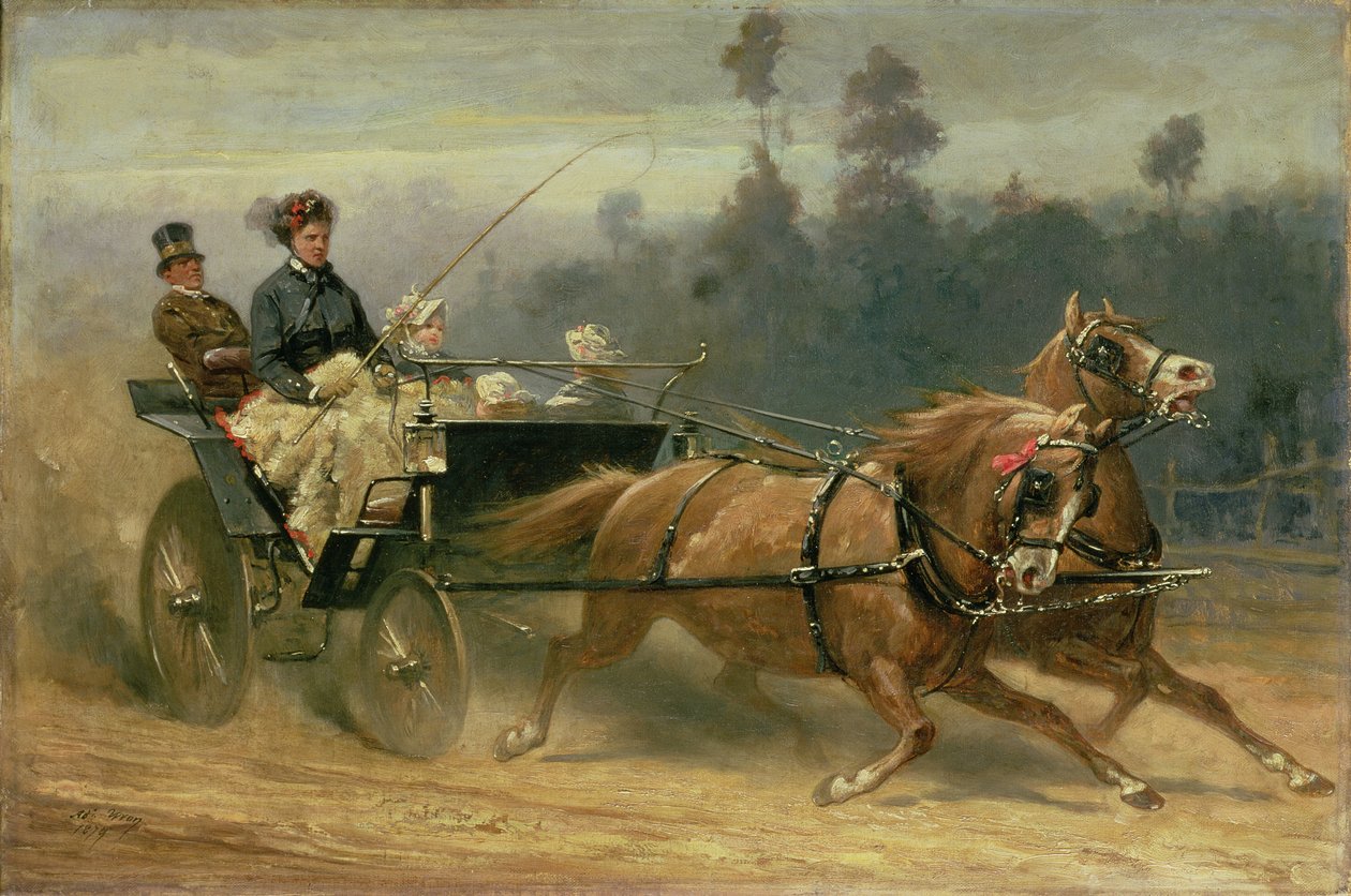 Celestine Nichols夫人带着孙子孙女在里士满公园开车，1879年 作者 亚当·雷