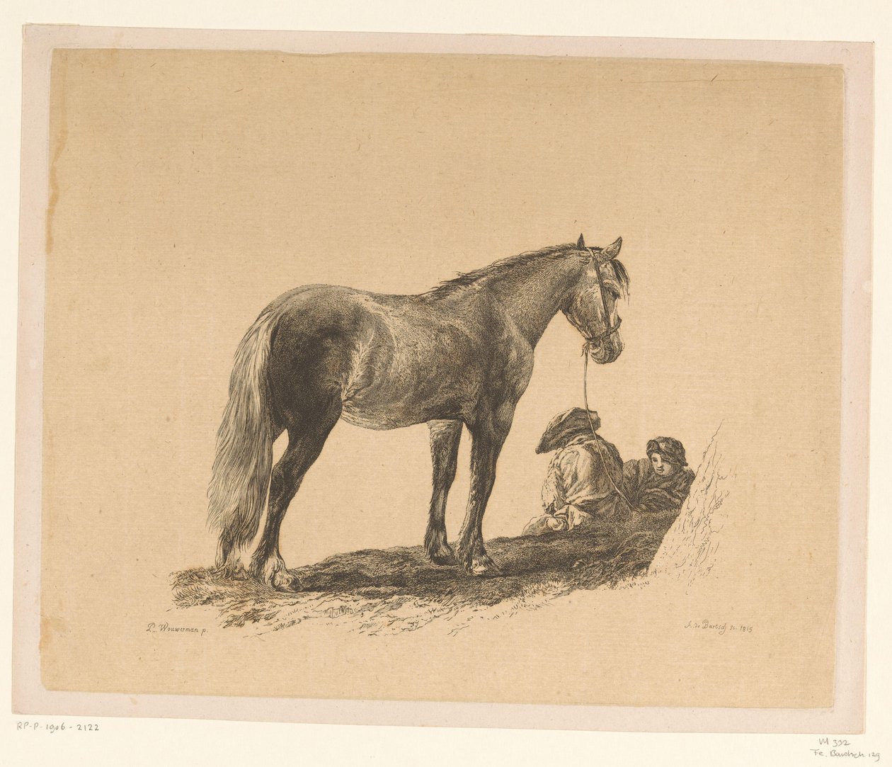 站着的马和两个人坐在地上 Heinrich Xaver Ritter von Hauer 收藏中 Adam von Bartsch 的六幅版画（系列标题） Adam de Bartsch 雕刻的六个阶段 d
