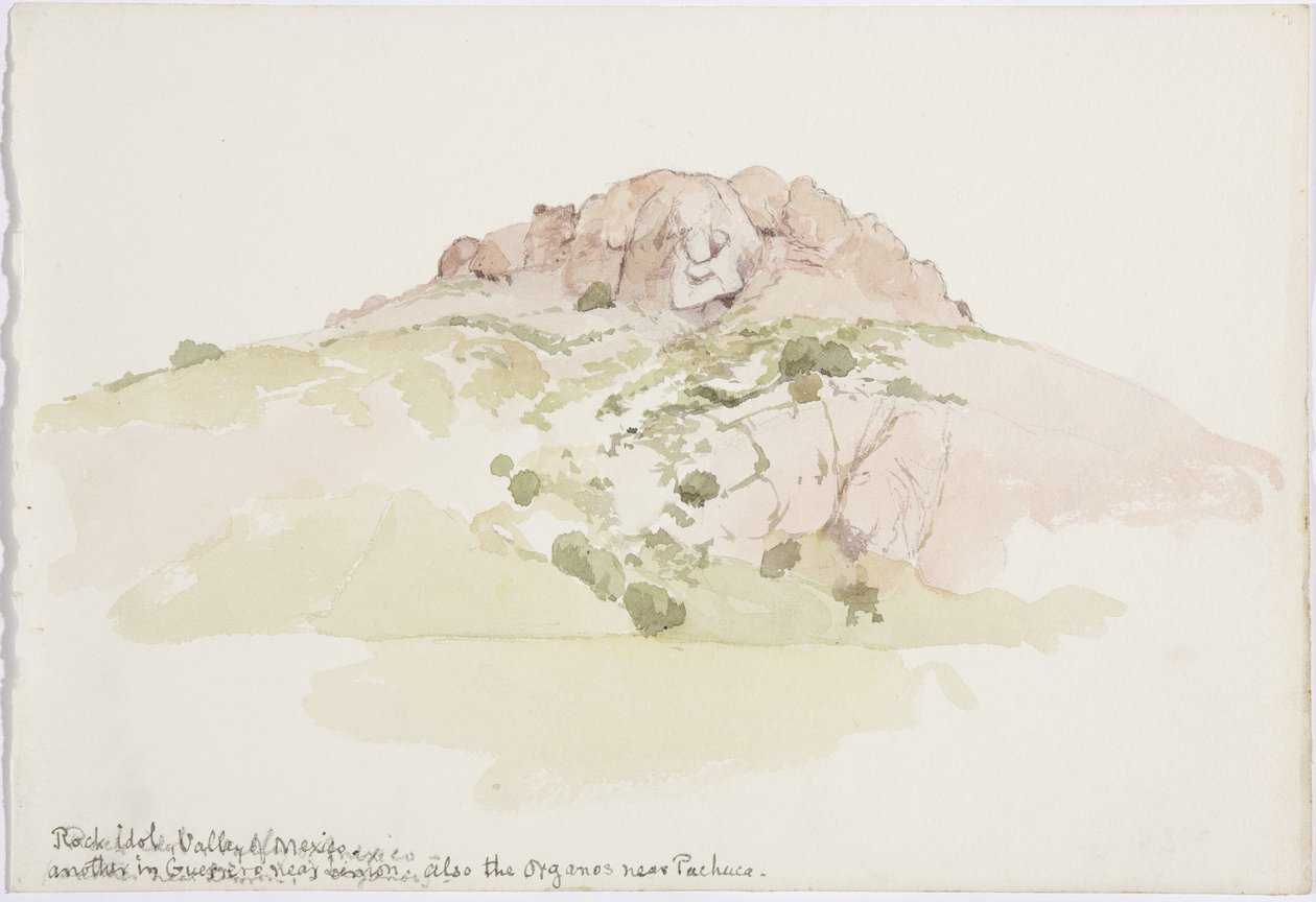 岩石偶像“塞罗·德·洛斯·里斯科斯（Cerro de los Riscos），超越墨西哥瓜达卢佩，墨西哥谷 作者 阿黛拉·布雷顿（Adela Breton）