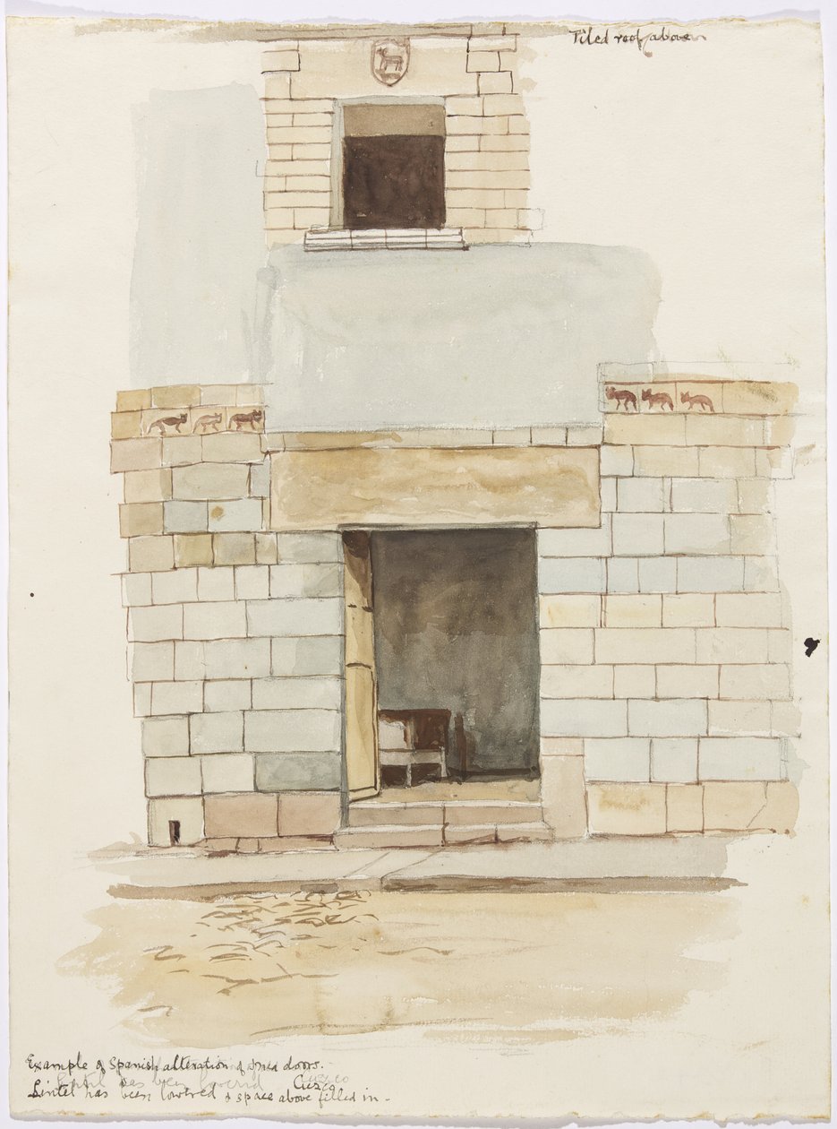 秘鲁库斯科的门洞（水彩画 作者 阿黛拉·布雷顿（Adela Breton）