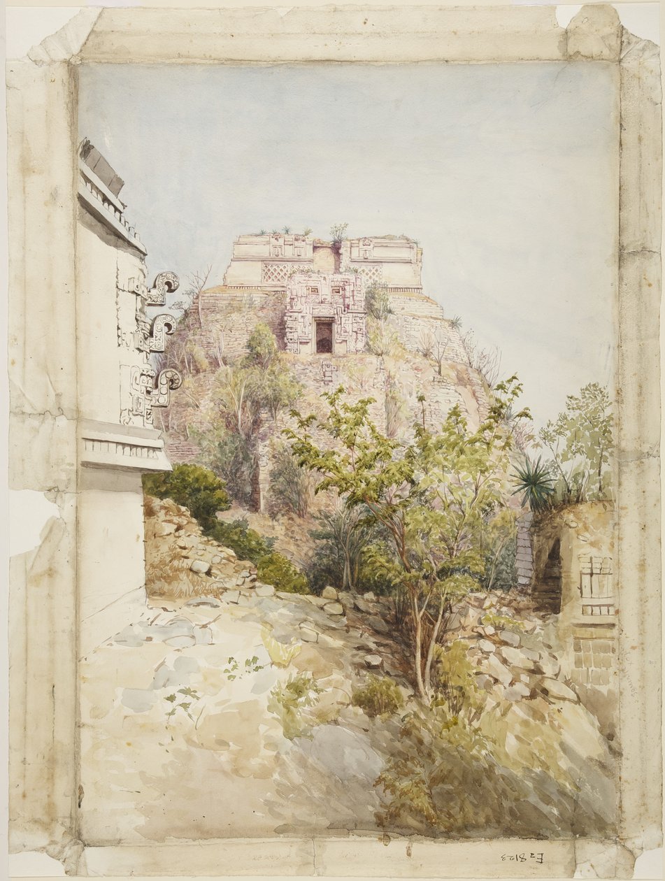 House of the Magician, Uxmal, Mexico (watercolor) 作者 阿黛拉·布雷顿（Adela Breton）