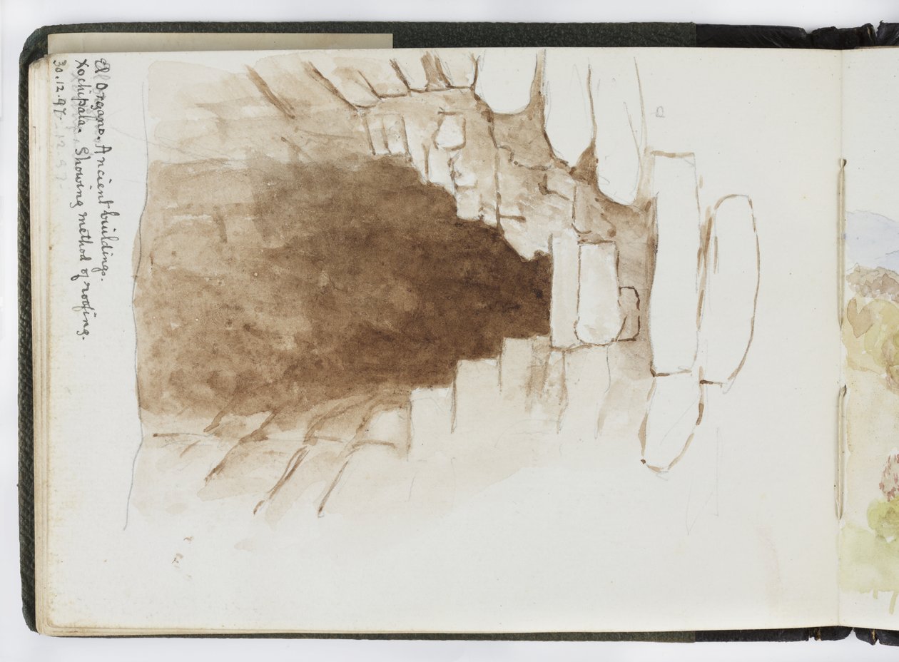 水彩速写本，素描和笔记，墨西哥，1896-1898 年（水彩） 作者 阿黛拉·布雷顿（Adela Breton）
