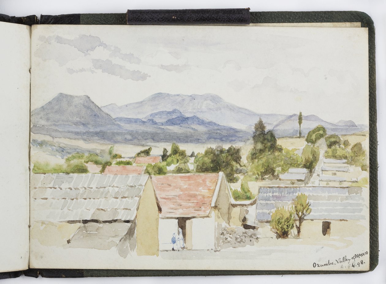 水彩画素描本，画作和笔记，墨西哥，1896-1898（水彩）。 作者 阿黛拉·布雷顿（Adela Breton）