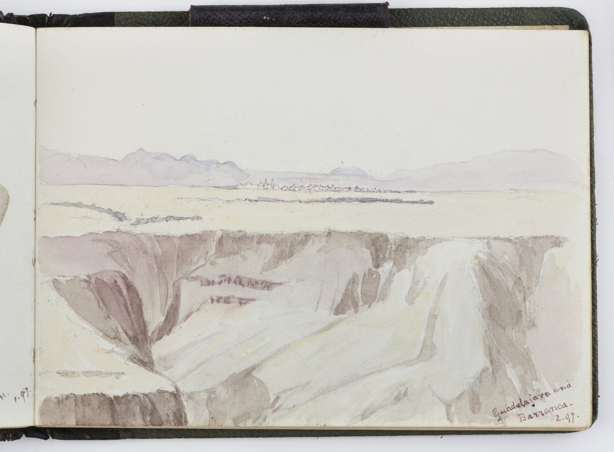 水彩素描本，素描和笔记，墨西哥，1896-1898年（水彩） 作者 阿黛拉·布雷顿（Adela Breton）