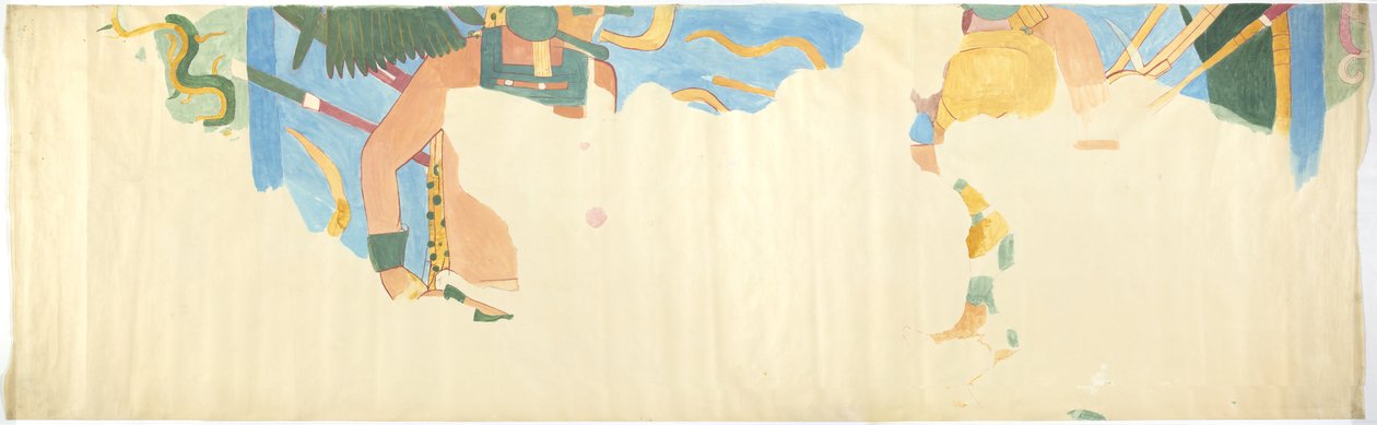 追踪墨西哥奇琴伊察的壁画 从东墙、中室、美洲虎上殿、大球场   （水彩、体色、石墨） 作者 阿黛拉·布雷顿（Adela Breton）