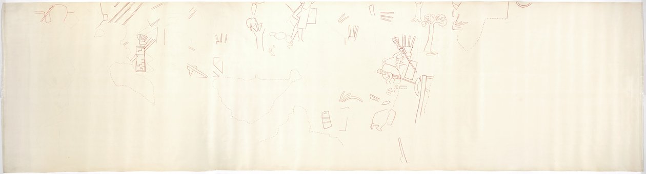 墨西哥奇琴伊察美洲虎上殿东墙的壁画追踪（红色墨水和   石墨） 作者 阿黛拉·布雷顿（Adela Breton）