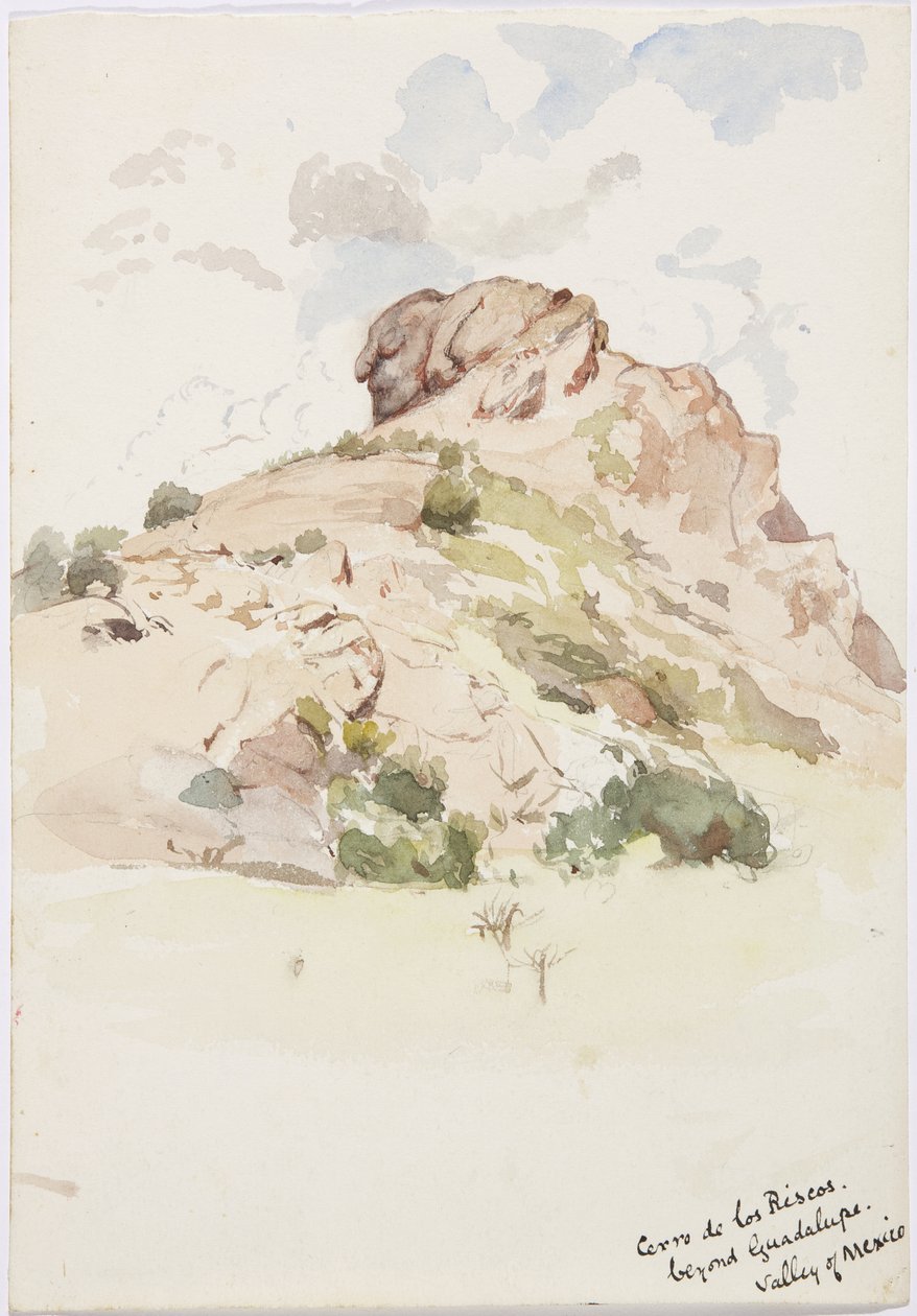 View - Cerro de los Riscos, beyond Guadalupe, Mexico (watercolor) 作者 阿黛拉·布雷顿（Adela Breton）