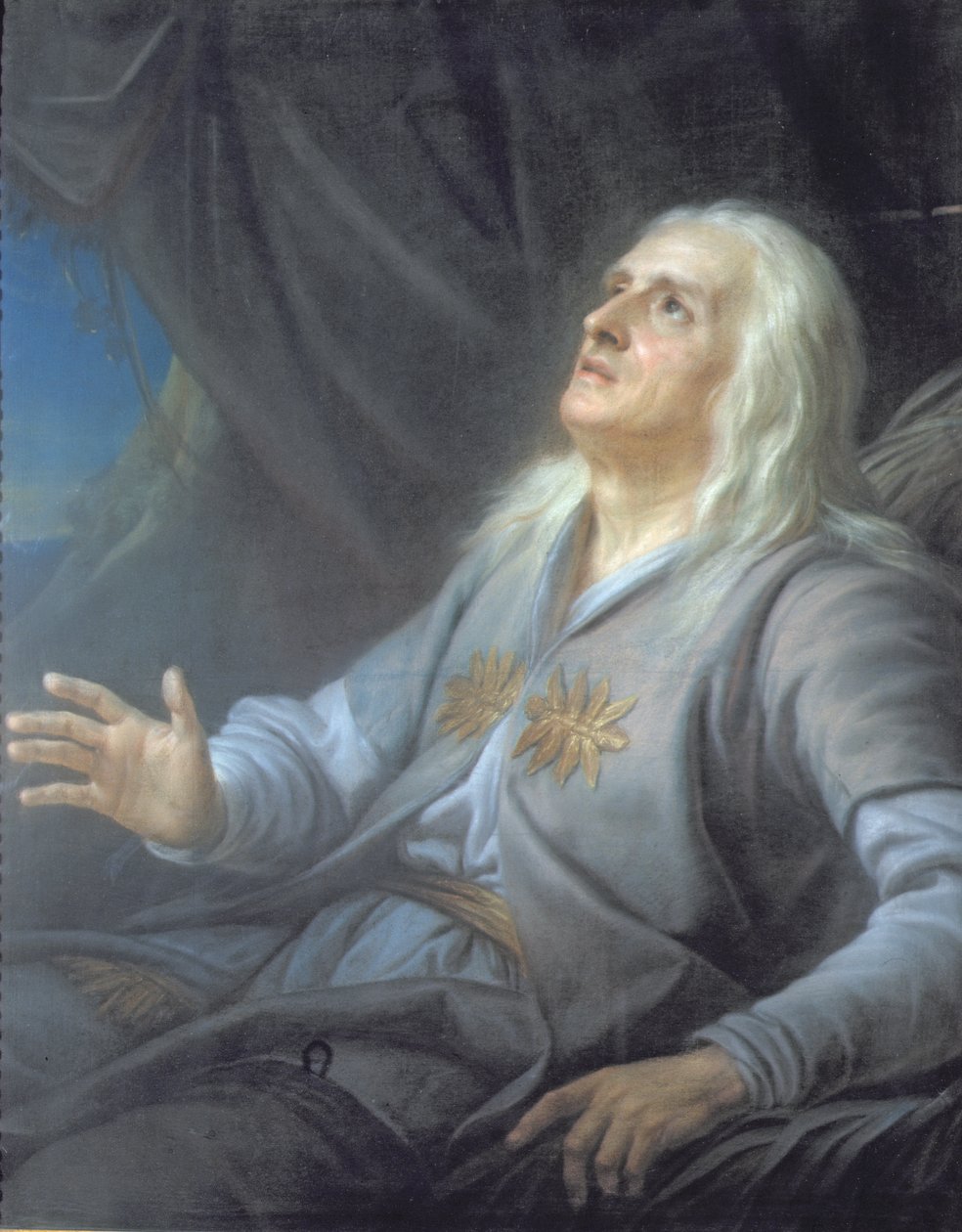 演员JB Brizard（1721-91）扮演&39;李尔王&39;的角色，来自William Shakespeare（1564-1616）的戏剧（纸上粉彩） 作者 阿德莱德·拉比耶·吉亚德