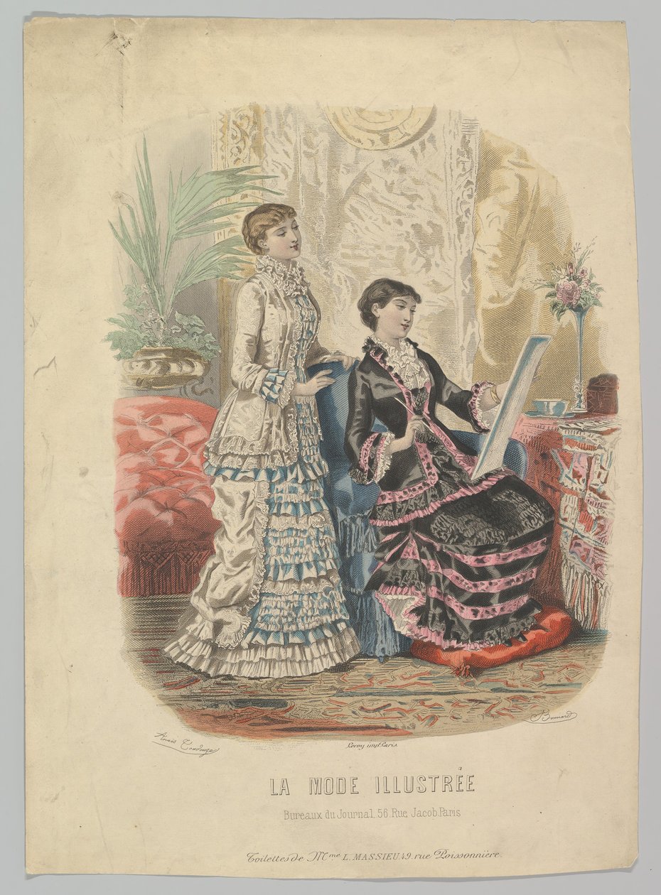 L.Massieu夫人的盥洗用品，来自La Mode Illustrée，1881年 作者 阿黛尔·安娜伊斯·科林