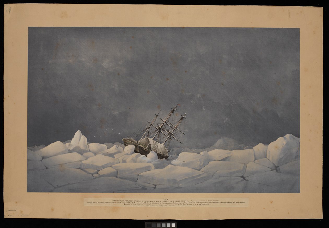 H.M.S. "调查员 "号的危险处境，1850-51 年在驮包过冬时...献给麦克卢尔船长... 作者 爱德华·奥古斯塔斯·英格尔菲尔德海军上将