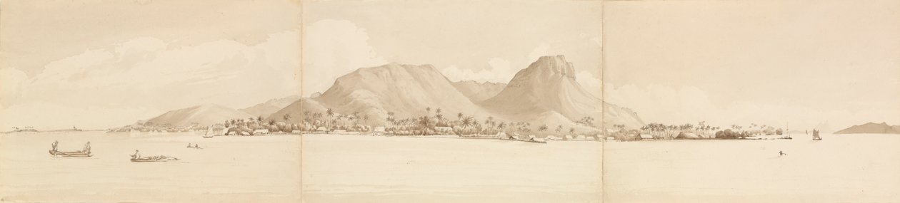 1849 年 9 月 1 日，赖阿特阿岛全景。塔哈右侧[社会群岛]