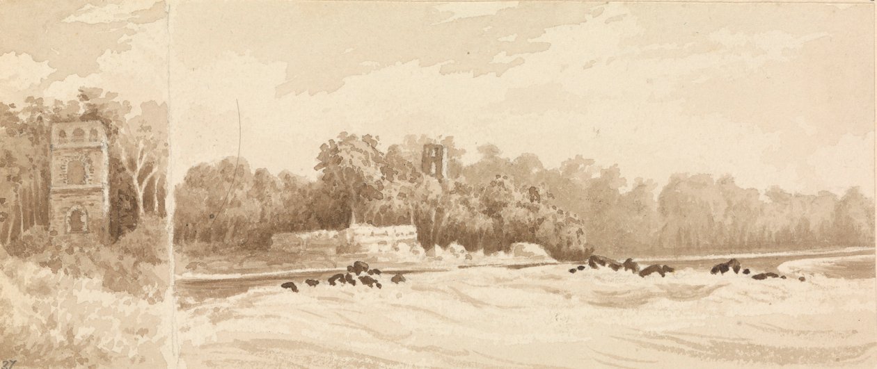 巴拿马老城遗址上的废塔，1670 年被海盗摩根摧毁，1850 年 3 月。 作者 海军上将爱德华·根尼斯·范肖爵士