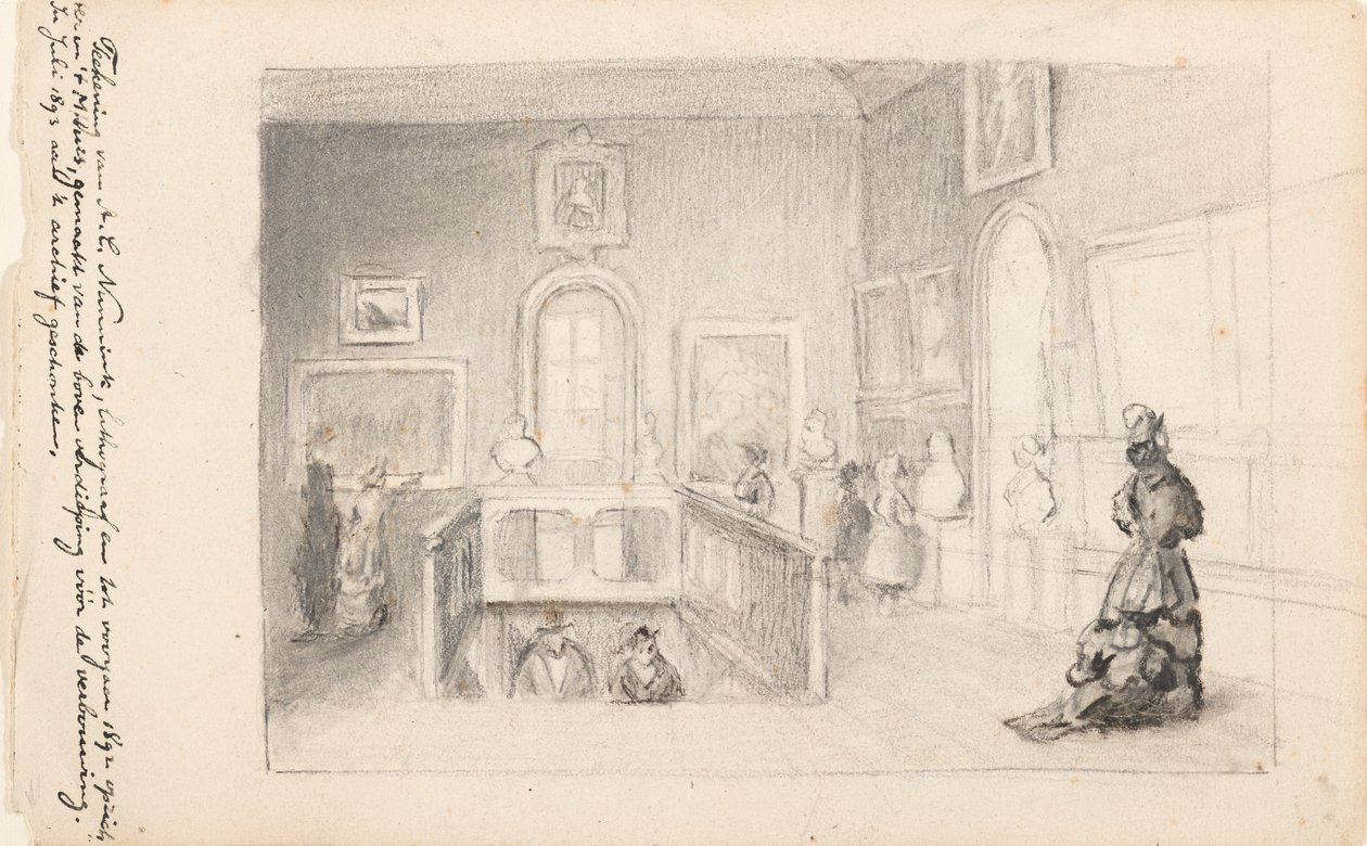 参观者在Mauritshuis的Trapzaal 作者 阿道夫·卡雷尔·纳宁克