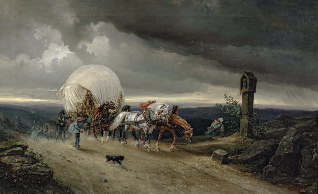 1856年，马拉车上山 作者 阿道夫·弗里德里希（Adolf Friedrich）