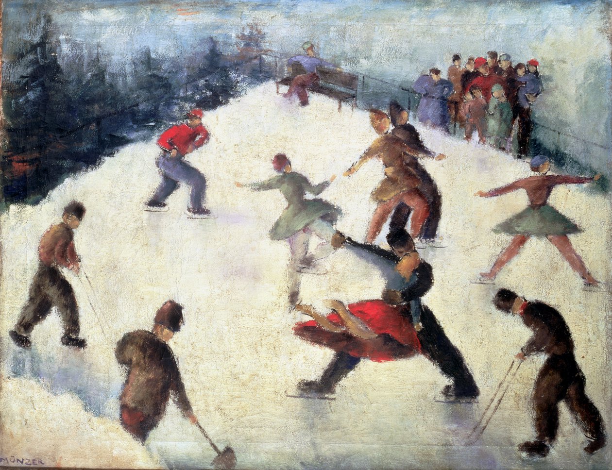 冬季滑冰场景，约 1920 年 作者 阿道夫·芒泽