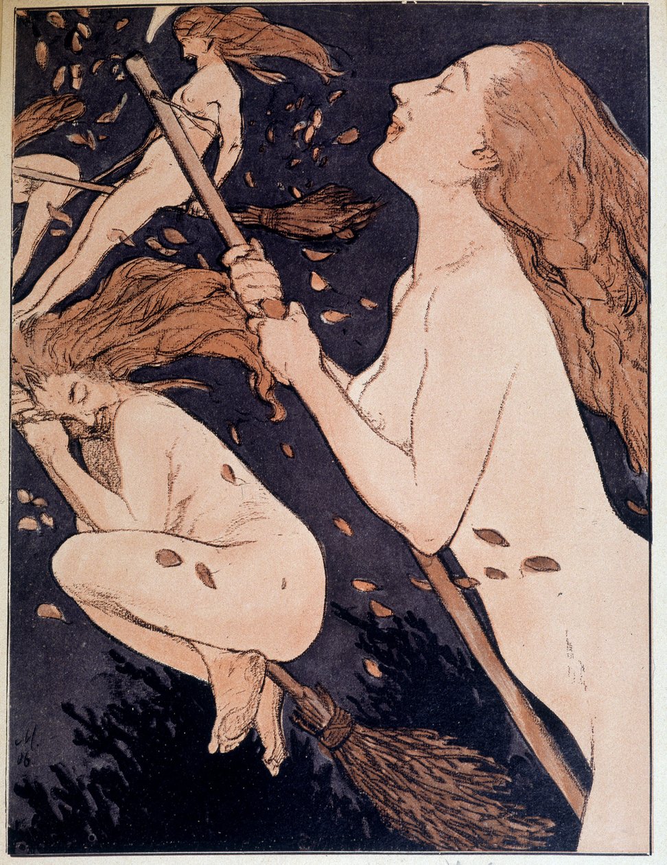 骑着扫帚的女巫，德国 作者 阿道夫·芒泽
