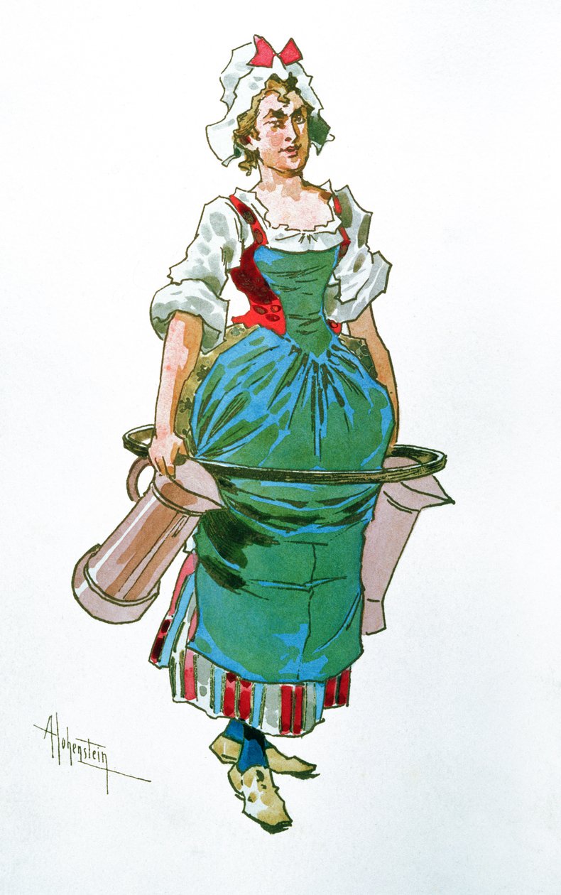 来自歌剧Manon Lescaut的仆人女孩的服装设计由Giacomo Puccini（1858-1924）（wc） 作者 阿道夫·海恩斯坦