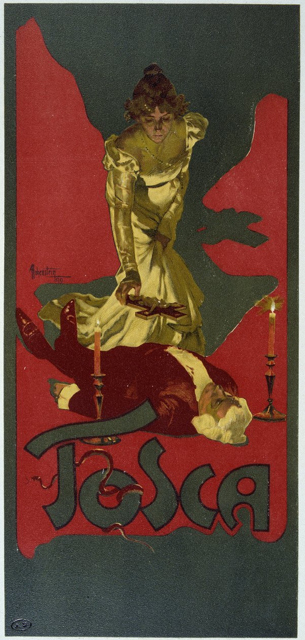 海恩斯坦的海报。 贾科莫·普契尼 (Giacomo Puccini) 的“La Tosca”，改编自 V. Sardou 的戏剧。 作者 阿道夫·海恩斯坦