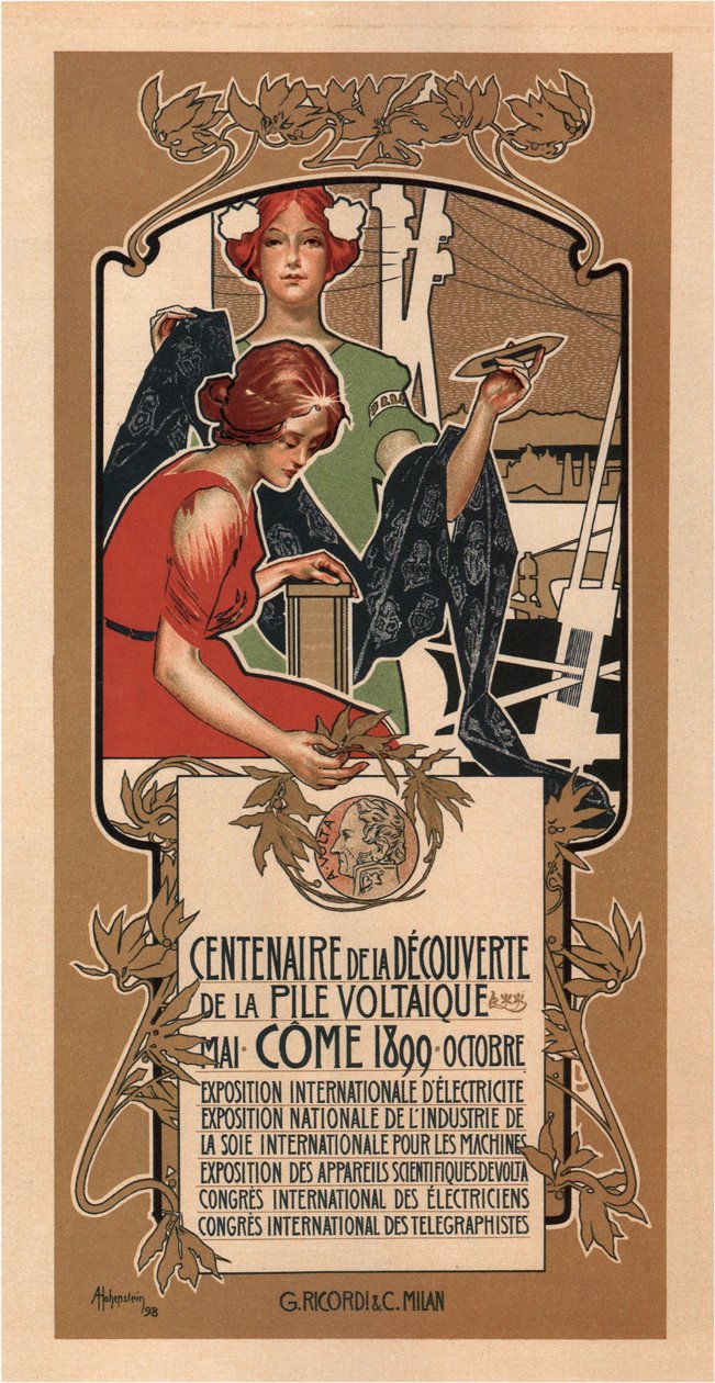 Voltas发现电池100周年，1898年 作者 阿道夫·海恩斯坦
