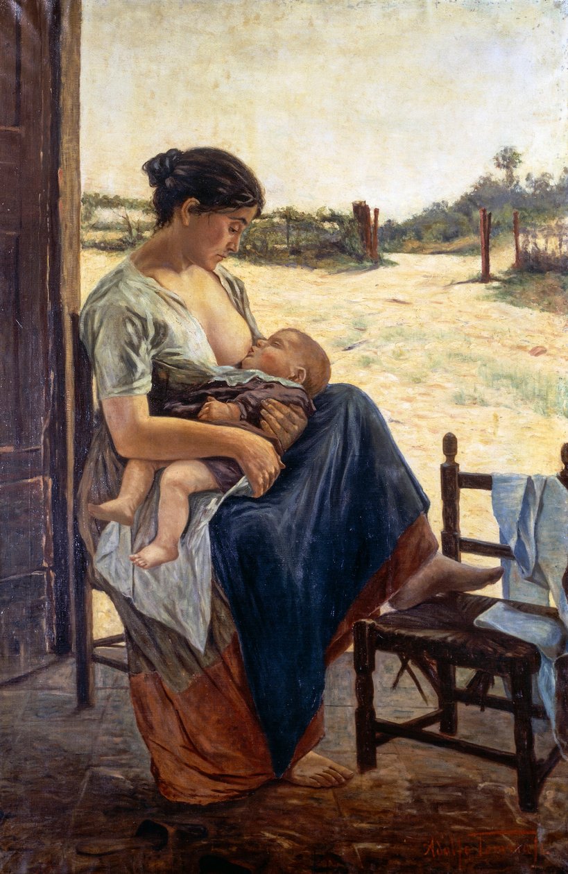 产妇，阿道夫-托马西（1851-1933），布面油画 作者 阿道夫·托马西（Adolfo Tommasi）
