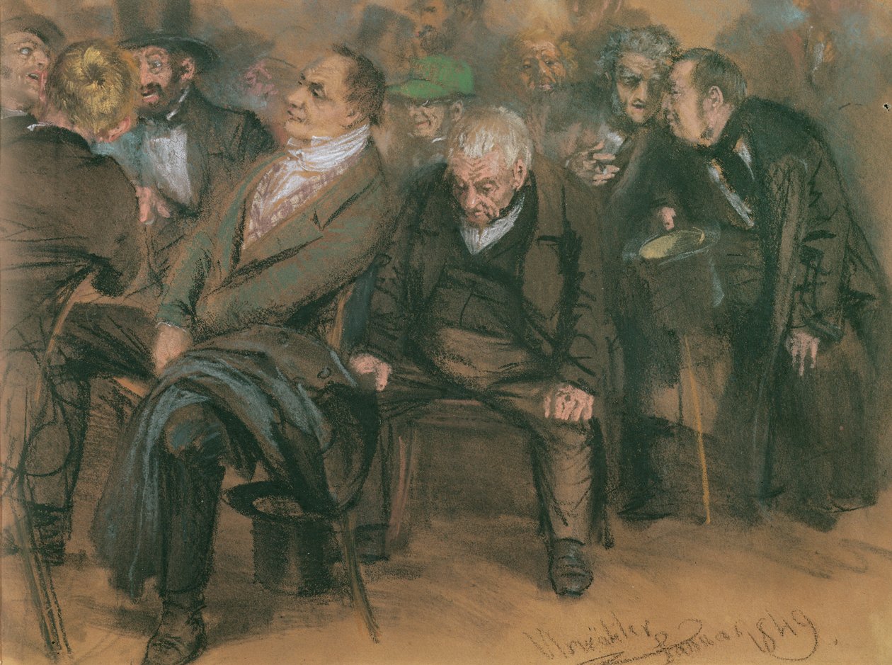 资产阶级德国人参加公开会议，1849年（纸上粉笔） 作者 阿道夫门泽尔
