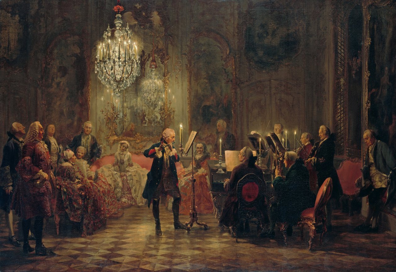 1850-1852年在无忧宫与腓特烈大帝举行长笛音乐会 作者 阿道夫门泽尔